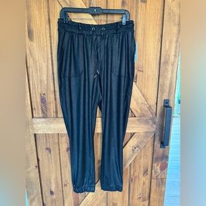Tribal Jeans Faux Leather Black Joggers‎ Size Medium